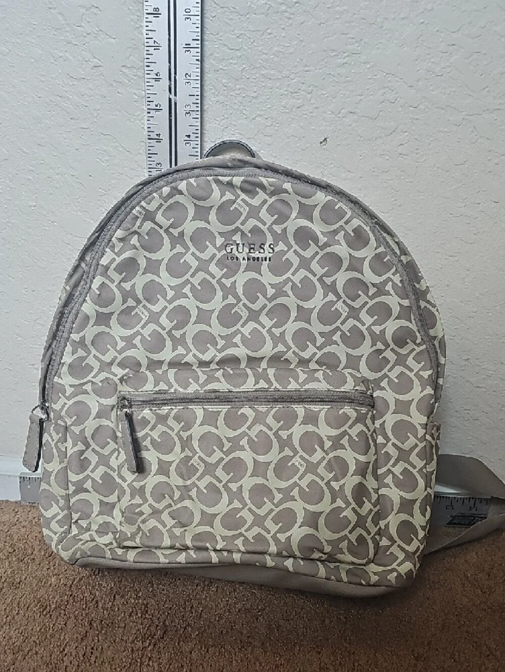 Guess Taupe and Cream Logo-Print Men's Backpack